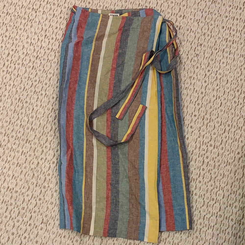 Staud Midi Linen Wrap Skirt
